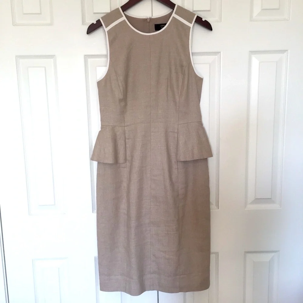 J. Crew Peplum dress in stretch linen
